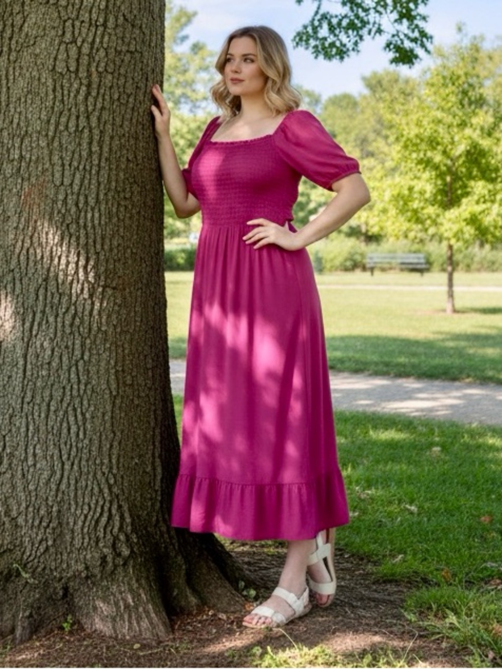 C+D+M Pink Peasant Dress Size XL - Picture 2 of 9